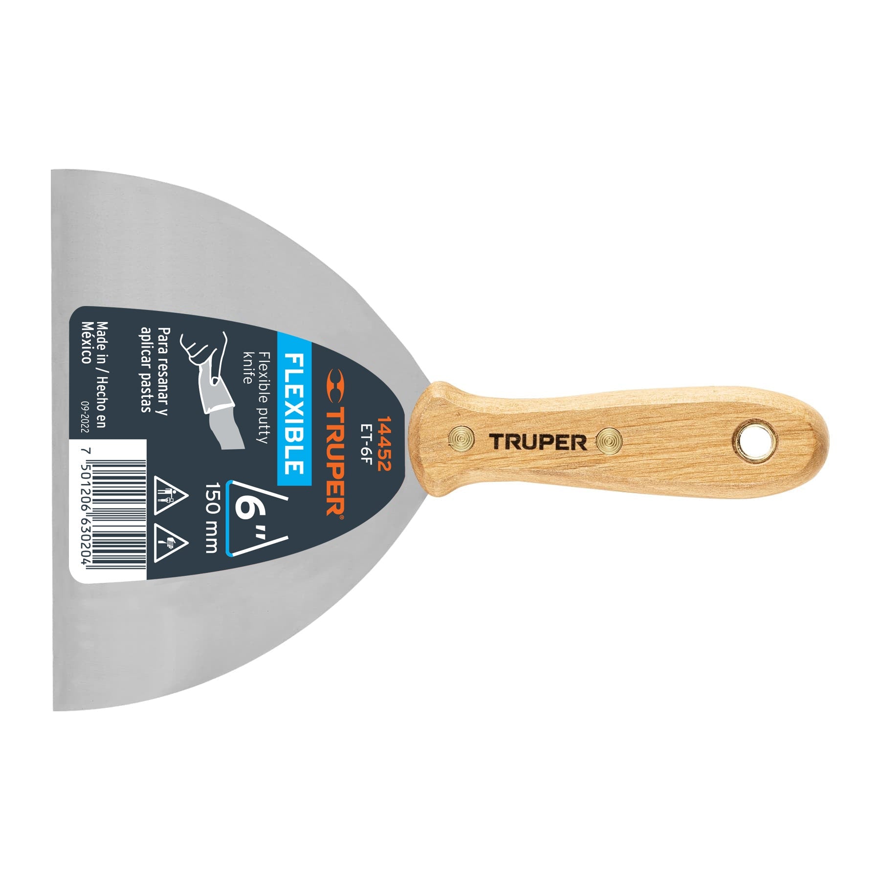 Espatula flexible 6' con mango de madera, Truper