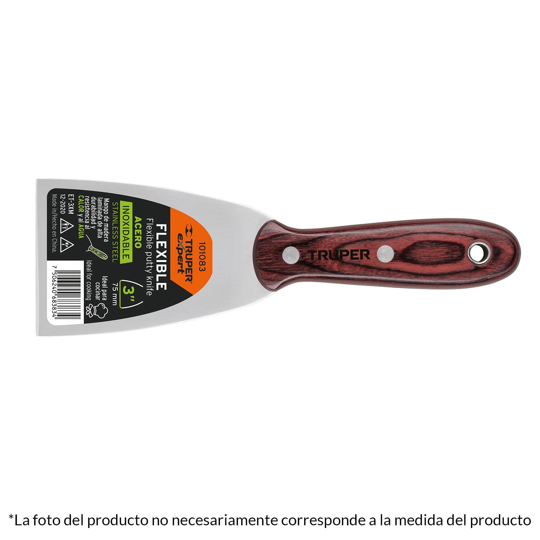Espatula 6' acero inoxidable con mango de madera, Expert