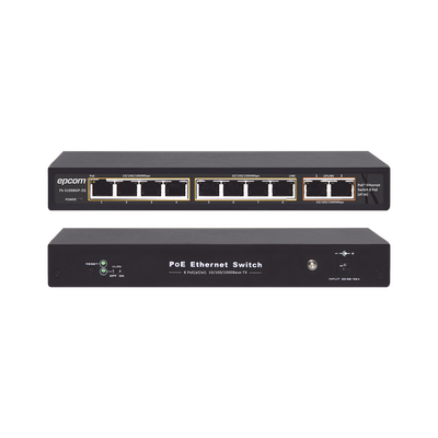 EPCOM TITANIUM - Switch PoE / 100 Metros PoE / 8 puertos 802.3af/at ( 132.5 W ) 10/100/1000Mbps + 2 puertos Uplink