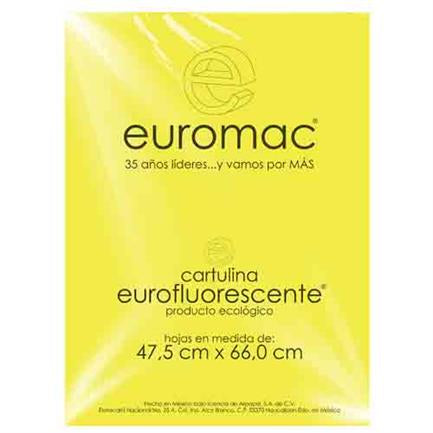 EUROMAC - CARTULINA EUROMAC FLUORESCENTE AMARILLO 47.5X66CM C/10