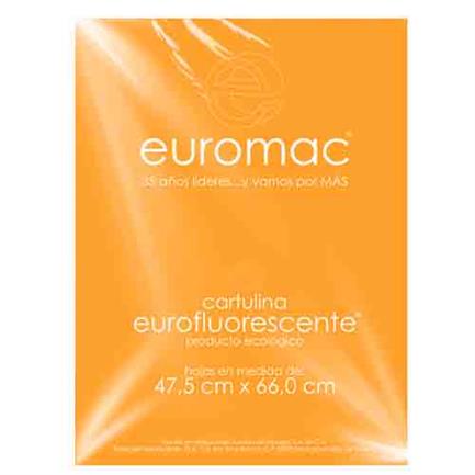 EUROMAC - CARTULINA EUROMAC FLUORESCENTE PAPAYA 47.5X66CM C/10