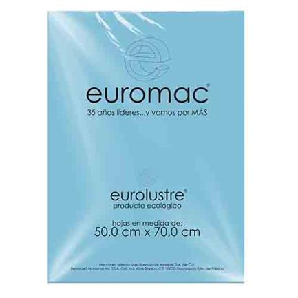 EUROMAC - Papel Lustre Euromac 50x70" Azul Pastel 24 Hojas
