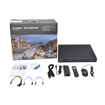 EPCOM - DVR 3 Megapixel / 16 Canales TURBOHD + 2 Canales IP / 2 Bahias de Disco Duro / H.264+ / 4 Canales de Audio / 16 Entradas de Alarma