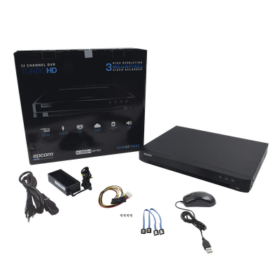 EPCOM - DVR 4 Megapixel / 32 Canales TURBOHD + 8 Canales IP / 2 Bahías de Disco Duro / 1 Canal de Audio