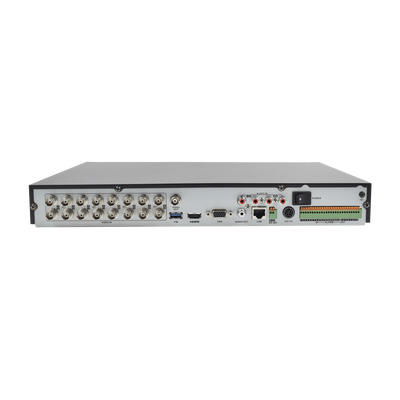EPCOM - DVR 8 Megapixel / 16 Canales 4K TURBOHD + 16 Canales IP / 2 Bahía de Disco Duro / 4 Canales de Audio / 16 Entradas de alarma / Vídeoanálisis
