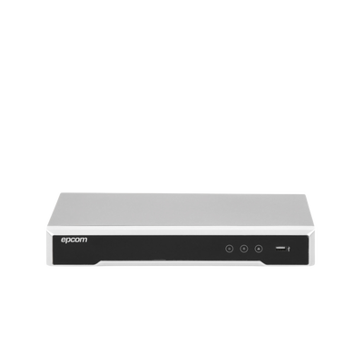 EPCOM - DVR 8 Canales 4K TurboHD + 8 Canales IP/ 8 Megapixel / Acusense  / Audio por Coaxitron/ 1 Bahía de Disco Duro / 4 canales de audio / 8 Entradas de Alarma / 4 Salida de Alarma /  H.265+