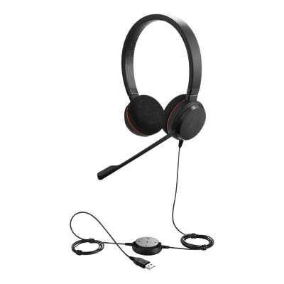 JABRA - Jabra Evolve 20 DUO con conexión USB, micrófono con cancelación de ruido de ultima generación, configuración Plug and Play (4999-829-209)