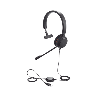 JABRA - Jabra Evolve 20 Mono con conexión USB, micrófono con cancelación de ruido de ultima generación, configuración Plug and Play (4993-829-209)