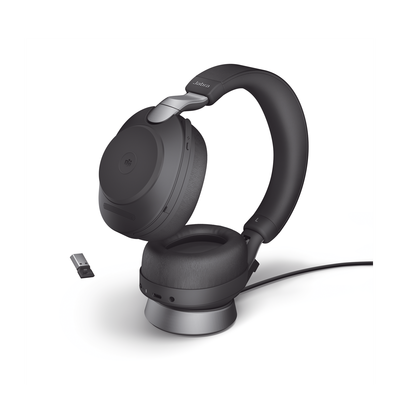JABRA - Jabra Evolve2 85, Auricular stereo versión MS con cancelación de ruido activa, dongle USB-A indicador de ocupado (Busylight)(28599-999-999)
