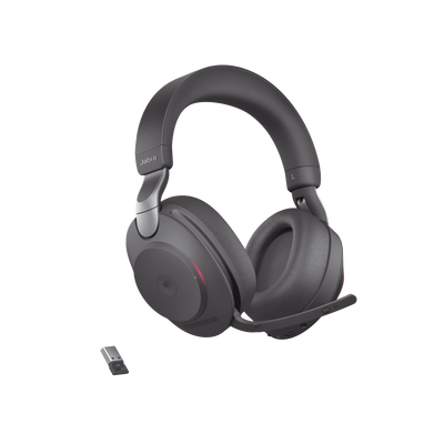 JABRA - Jabra Evolve2 85, Auricular stereo versión MS con cancelación de ruido activa, dongle USB-A indicador de ocupado (Busylight)(28599-999-999)