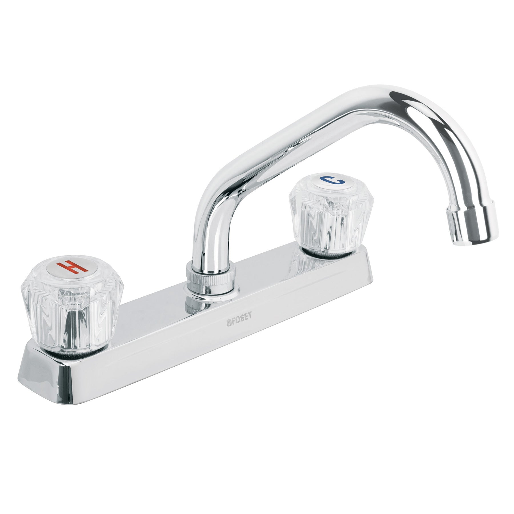 Mezcladora 8' fregadero cromo, cuello corto, acrilico, BASIC