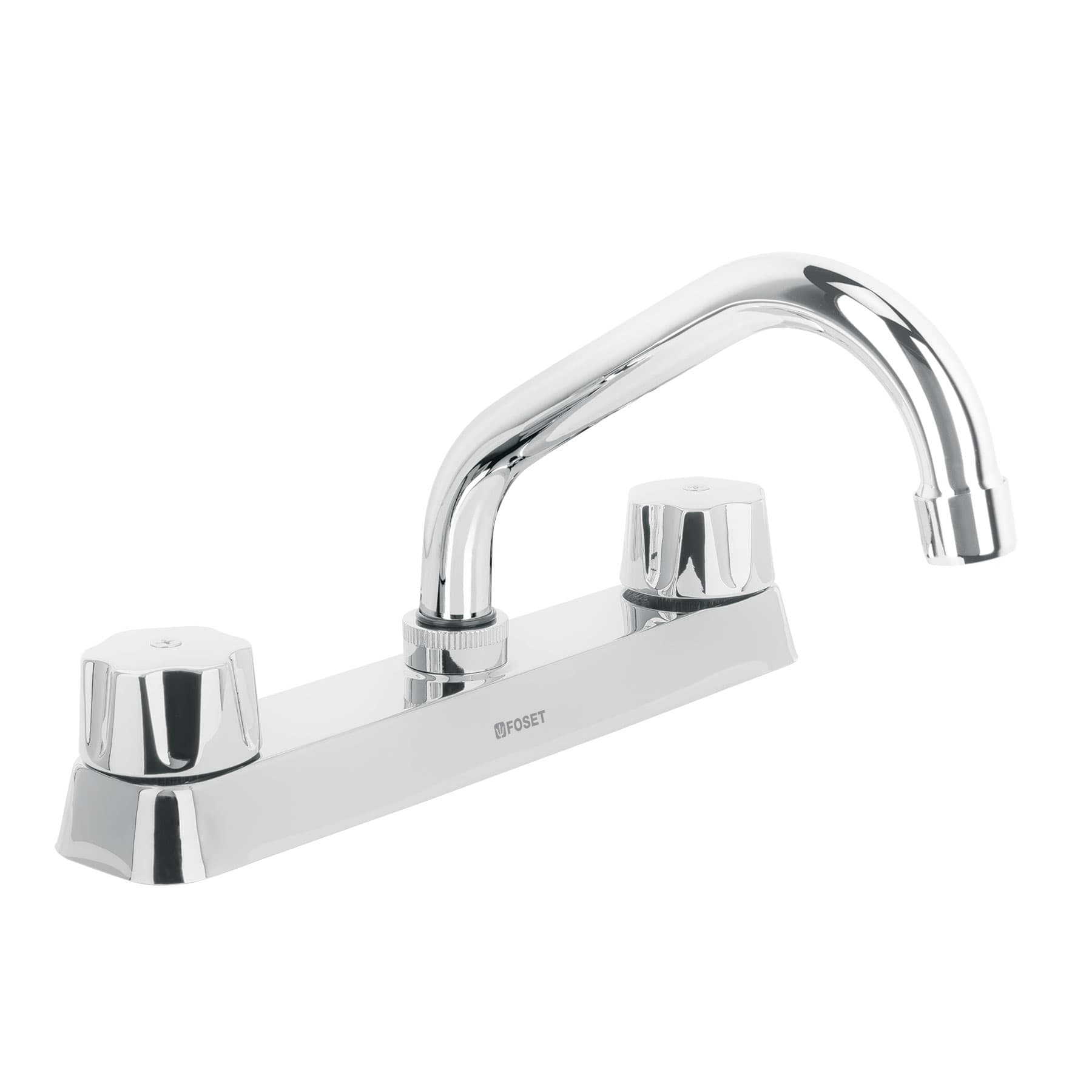 Mezcladora 8' fregadero cromo, cuello corto,hexagonal, BASIC