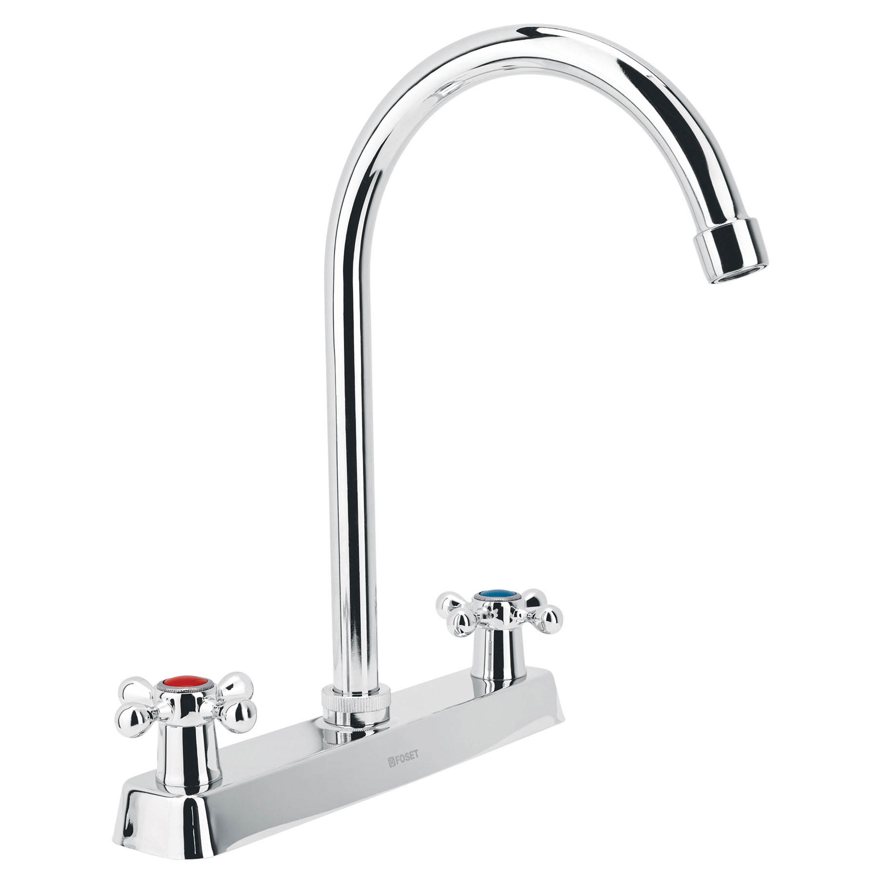 Mezcladora 8' fregadero cromo, cuello curvo, cruceta, BASIC