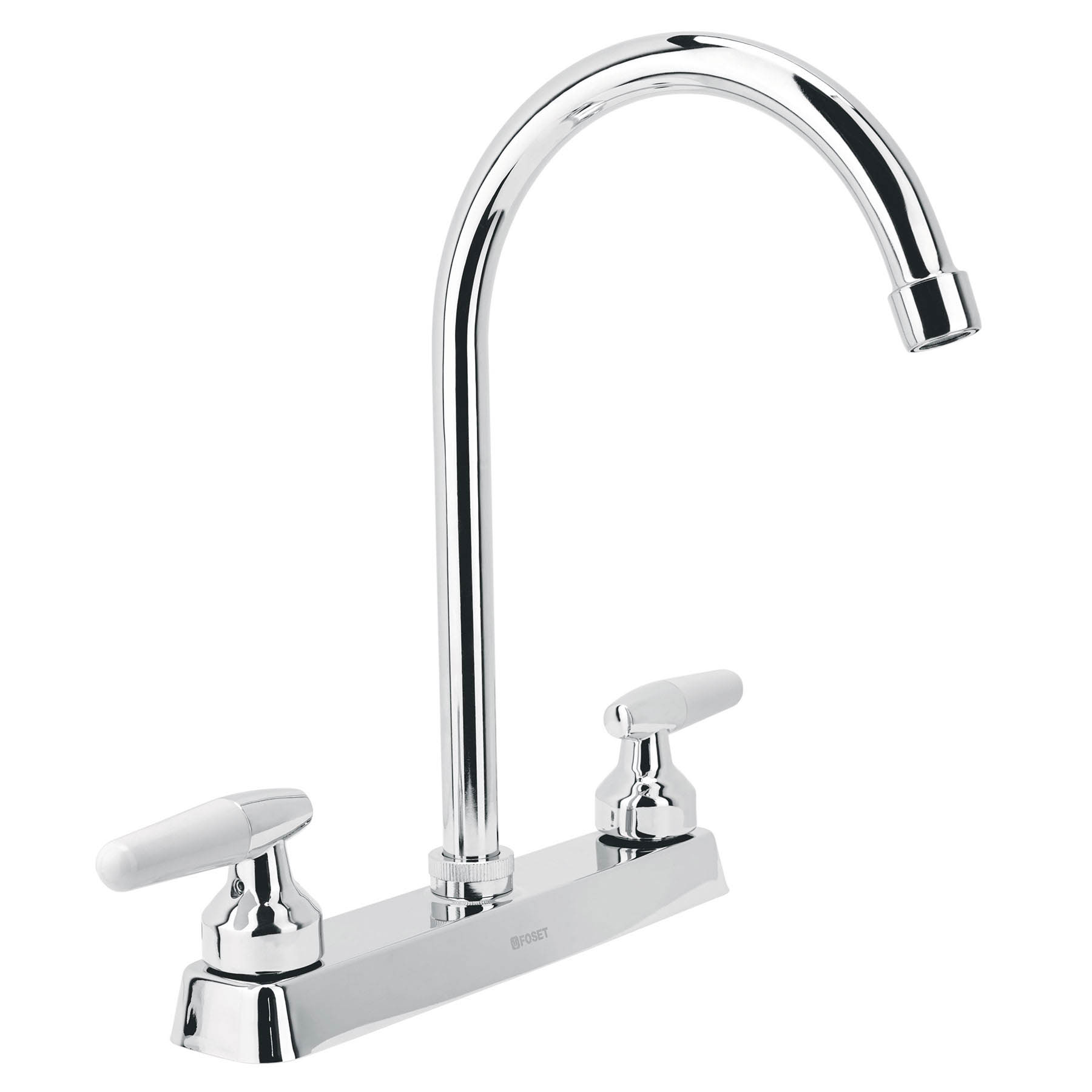 Mezcladora 8' fregadero cromo, cuello curvo, cono, BASIC