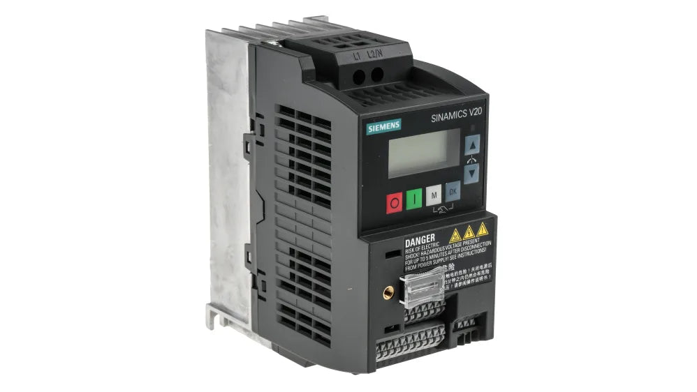 SIEMENS - Variador de Frecuencia SINAMICS V20 / 0.75 kW / 230V IEC / 4 Entradas Digitales / 2 Entradas Analógicas / USS Modbus RTU / IP20