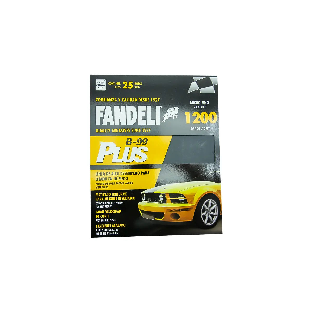 Lija De Agua 9"X11" Microfina G1200 Alto Desempeño Uso Automotriz (B-99 Fanplus)
