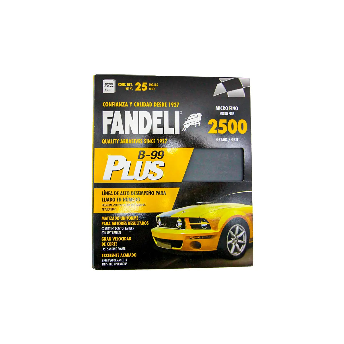 Lija De Agua 9"X11" Microfina G2500 Alto Desempeño Uso Automotriz (B-99 Fanplus)