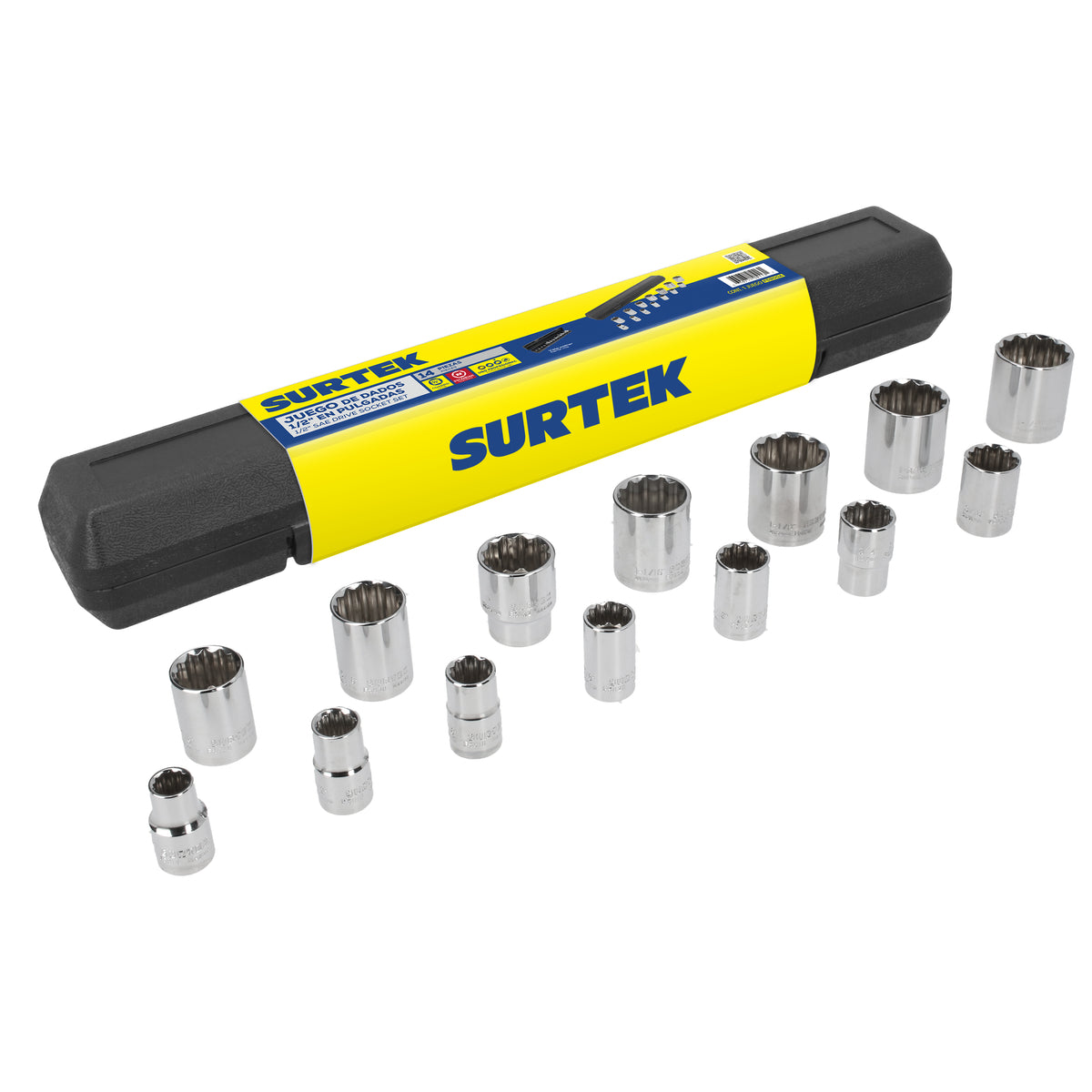 Surtek - Juego de 14 dados en pulgadas 1/2 in
