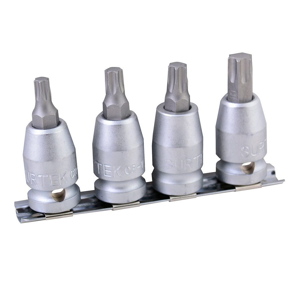 Surtek - Juego de 4 dados punta Torx® 1/2 in