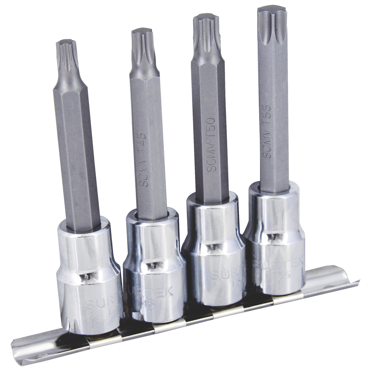 Surtek - Juego de 4 dados punta larga Torx® 1/2 in