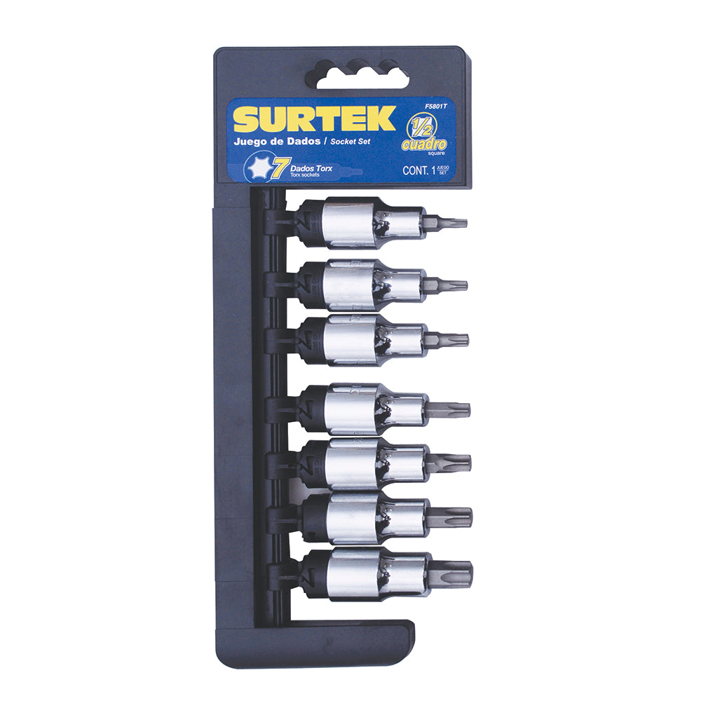 Surtek - Juego de 7 dados punta Torx® 1/2 in
