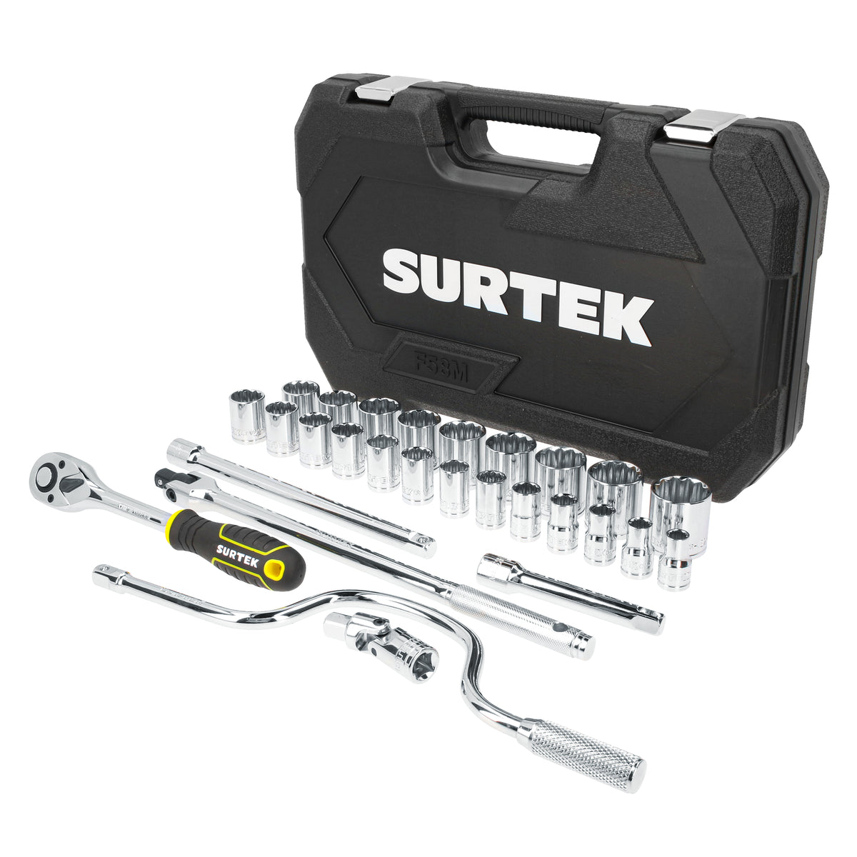 Surtek - Juego de dados y accesorios cu adro de 1/2 in métrico, 28pz