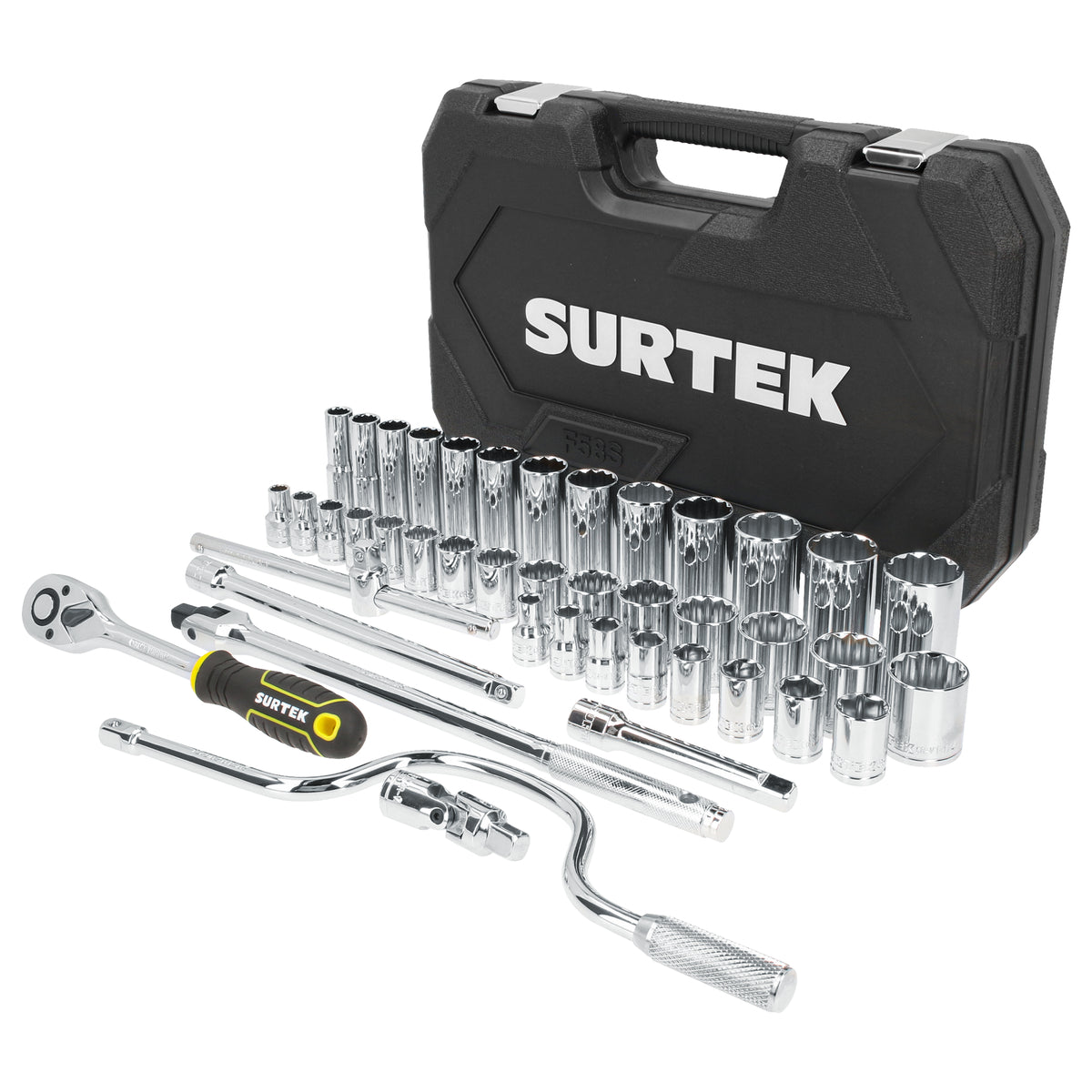 Surtek - Juego de dados y accesorios cu adro de 1/2 in en pulgadas, 43pz