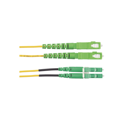 PANDUIT - Jumper de Fibra Optica Monomodo 9/125 OS2, SC/APC-LC/APC Duplex, OFNR (Riser), Color Amarillo, 2 Metros (6.56 Pies)