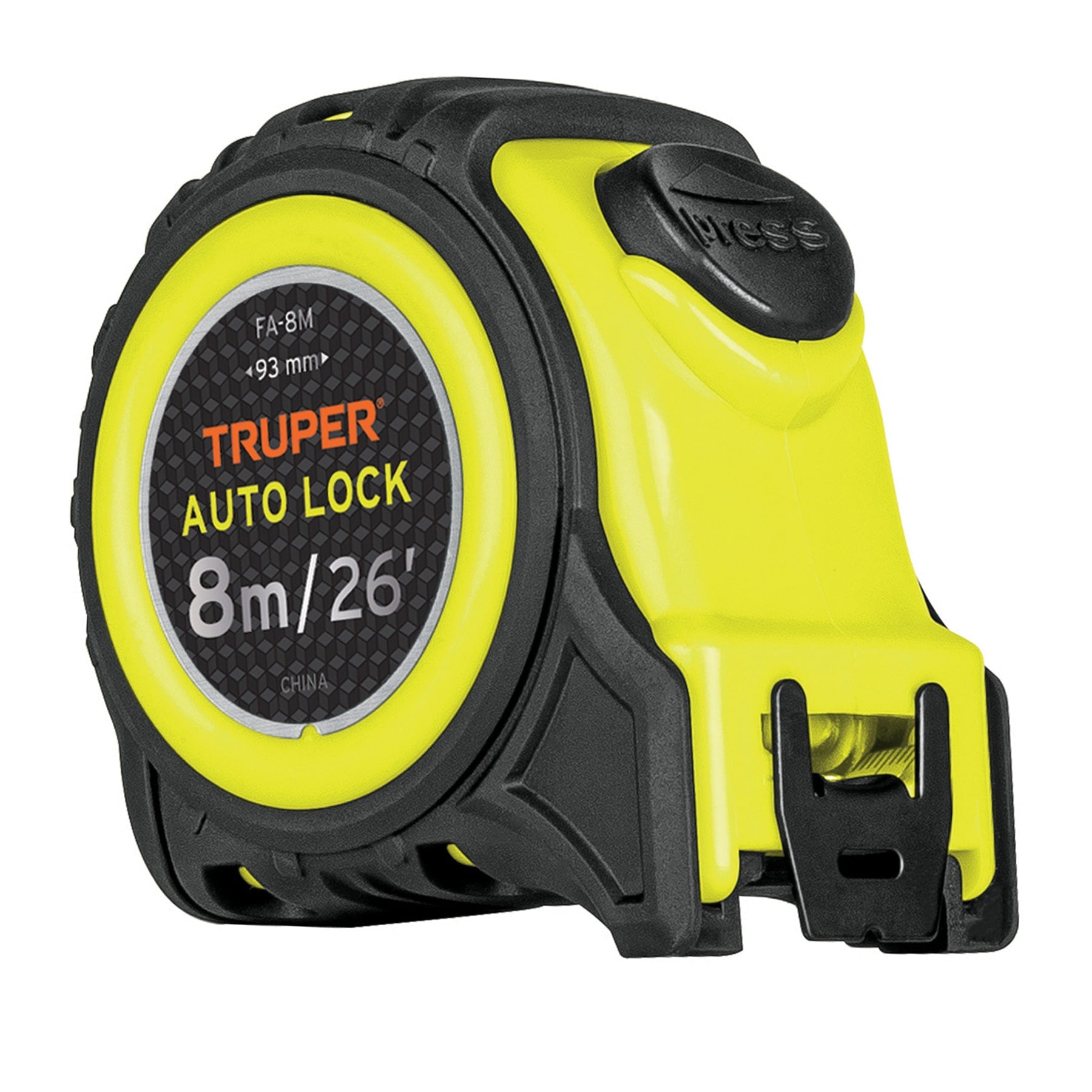 Flexometro Auto-Lock contra impactos 8 m cinta 25 mm, Truper