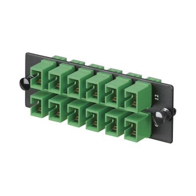 PANDUIT - Placa Acopladora de Fibra Optica FAP, Con 12 Conectores SC/APC (12 Fibras), Para Fibra Monomodo OS1/OS2, Color Verde