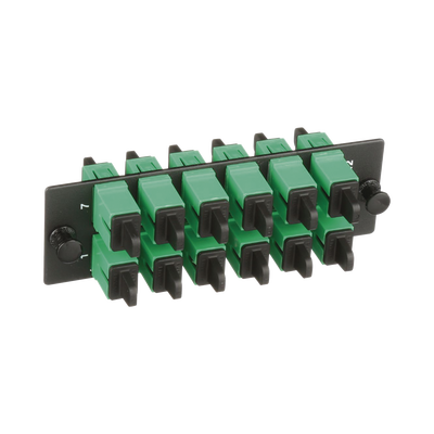 PANDUIT - Placa Acopladora de Fibra Optica FAP, Con 12 Conectores SC/APC (12 Fibras), Para Fibra Monomodo OS1/OS2, Color Verde