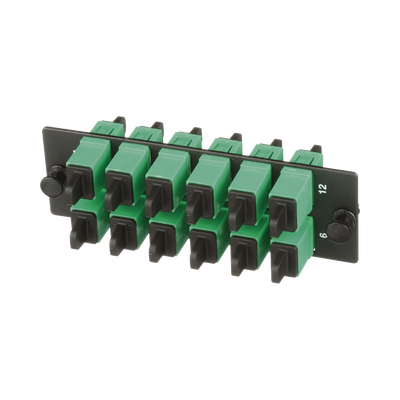 PANDUIT - Placa Acopladora de Fibra Optica FAP, Con 12 Conectores SC/APC (12 Fibras), Para Fibra Monomodo OS1/OS2, Color Verde
