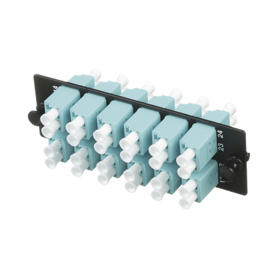 PANDUIT - Placa Acopladora de Fibra Óptica FAP, con 12 Conectores LC Duplex (24 Fibras), para Fibra Multimodo OM3/OM4, Color Aqua