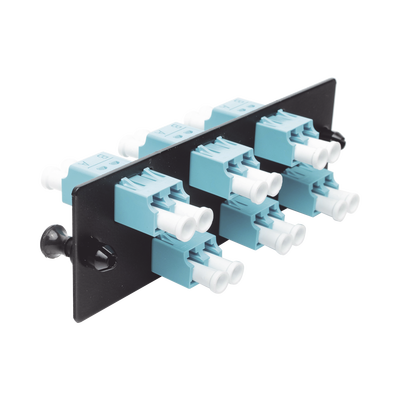 PANDUIT - Placa Acopladora de Fibra Optica FAP, Con 6 Conectores LC Duplex (12 Fibras), Para Fibra Multimodo OM3/OM4, Color Aqua