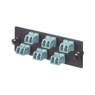 PANDUIT - Placa Acopladora de Fibra Optica FAP, Con 6 Conectores LC Duplex (12 Fibras), Para Fibra Multimodo OM3/OM4, Color Aqua