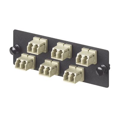 PANDUIT - Placa Acopladora de Fibra Optica FAP, Con 6 Conectores LC Duplex (12 Fibras), Para Fibra Multimodo OM1, Color Marfil