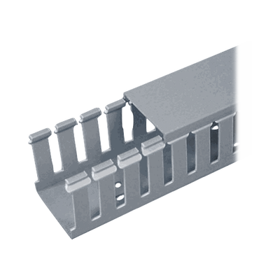 PANDUIT - Canaleta Ranurada de PVC con Tapa, Tipo F, 32 mm de Ancho, 28.7 mm de Alto y 2 m de Largo, Color Gris
