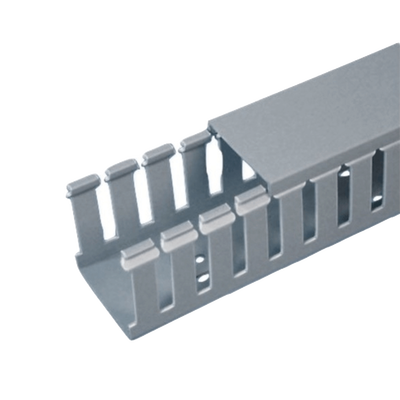 PANDUIT - Canaleta Ranurada de PVC con Tapa, Tipo F, 57.2 mm de Ancho, 79.2 mm de Alto y 2 m de Largo, Color Gris