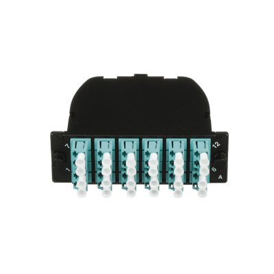 PANDUIT - Casete OptiCom de Fibra Óptica Multimodo OM3, Con 2 Conectores MPO a 12 LC Duplex, Polaridad Método A, Pérdida de Inserción Estándar