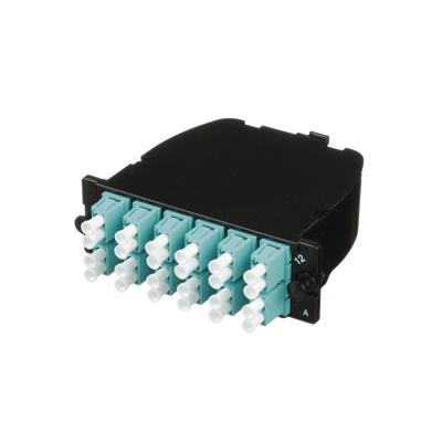 PANDUIT - Casete OptiCom de Fibra Óptica Multimodo OM3, Con 2 Conectores MPO a 12 LC Duplex, Polaridad Método A, Pérdida de Inserción Estándar