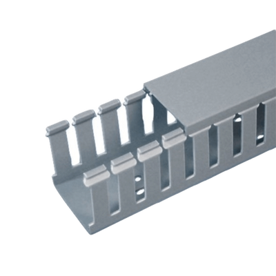 PANDUIT - Canaleta Ranurada de PVC con Tapa, Tipo F, 82.6 mm de Ancho, 79.2 mm de Alto y 2 m de Largo, Color Gris
