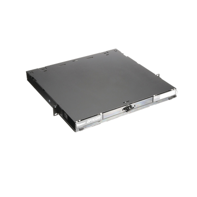 PANDUIT - Panel de Distribución de Fibra Óptica, Acepta 4 Placas FAP o FMP, Bandeja Deslizable e Inclinable Hacia Abajo, Hasta 96 Fibras, Color Negro, 1UR
