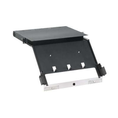 PANDUIT - Panel de Distribución de Fibra Óptica, Acepta 4 Placas FAP o FMP, Bandeja Deslizable e Inclinable Hacia Abajo, Hasta 96 Fibras, Color Negro, 1UR