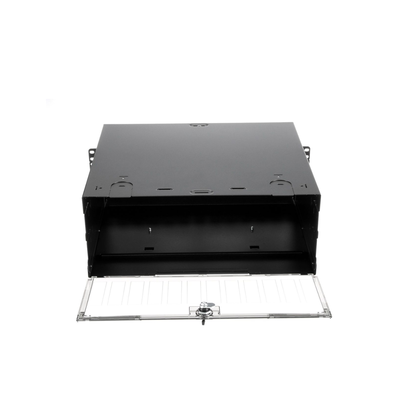 PANDUIT - Panel de Distribución de Fibra Óptica, Acepta 12 Placas FAP o FMP, Bandeja Deslizable e Inclinable Hacia Abajo, Hasta 288 Fibras, Color Negro, 4UR