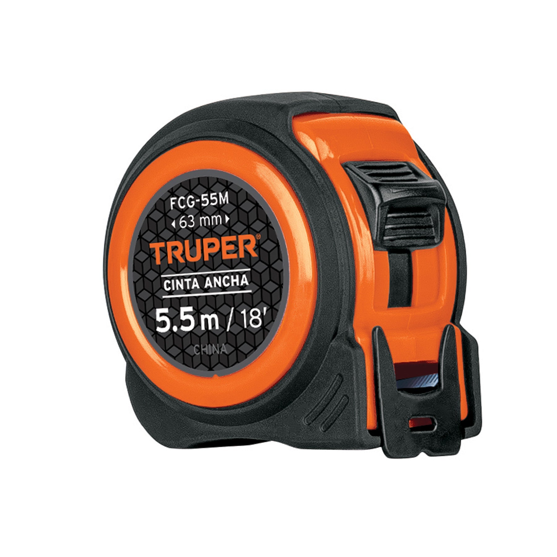 Flexometro compacto contra impactos 5.5 m cinta 25 mm,TRUPER