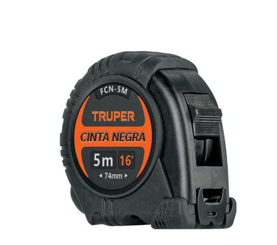 Flexometro contra impactos 5 m, CintaÊNegra 19 mm, Truper