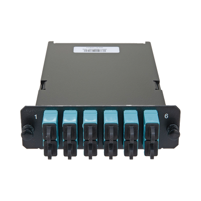 PANDUIT - Placa Acopladora de Fibra Óptica FAP, Con 12 Pigtails y 6 Conectores SC Duplex (12 Fibras), Para Fibra Multimodo OM3/OM4, Color Aqua