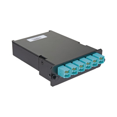 PANDUIT - Placa Acopladora de Fibra Óptica FAP, Con 12 Pigtails y 6 Conectores LC Duplex (12 Fibras), Para Fibra Multimodo OM3/OM4, Color Aqua