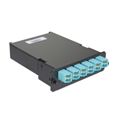 PANDUIT - Placa Acopladora de Fibra Óptica FAP, Con 12 Pigtails Ribbon y 6 Conectores LC Duplex (12 Fibras), Para Fibra Multimodo OM3/OM4, Color Aqua