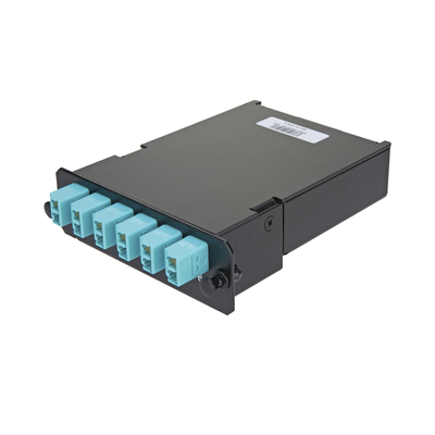 PANDUIT - Placa Acopladora de Fibra Óptica FAP, Con 12 Pigtails Ribbon y 6 Conectores LC Duplex (12 Fibras), Para Fibra Multimodo OM3/OM4, Color Aqua